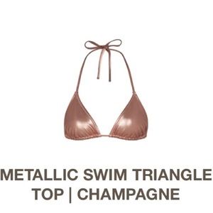 SKIMS NWOT Swim Metallic Triangle Bikini Top sz Small in Champagne